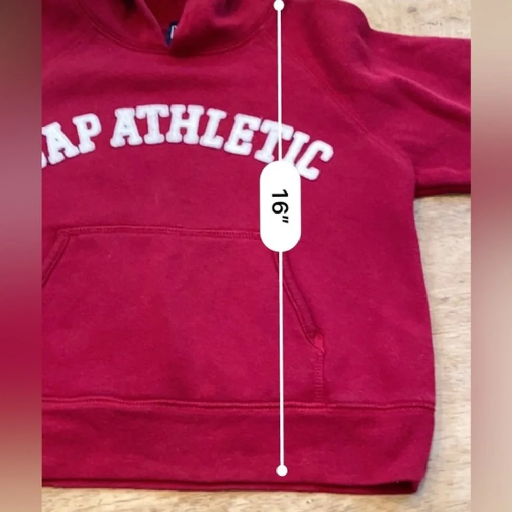 Vintage Gap‎ Unisex Toddler Small Red Hooded Graphic Sweatshirt W/ Pouch